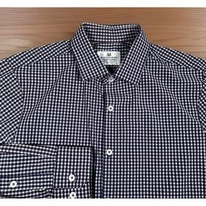 Mizzen+Main Long Sleeve Button Up Men M Collared‎ Check Lightweight Stretch-EUC